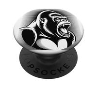 Gorilla Face Monkey Angry Growling Scary Silverback Gorilla PopSockets PopGrip Adhésif