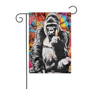 Gorilla Graffiti Street Art Drapeau de jardin vertical double face 30 x 45 cm