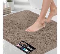 GORILLA GRIP Tapis de bain 91,4 x 61 cm en chenille épais et absorbant, en microfibre à séchage rapide, envers en caoutchouc, lavable, tapis de bain pour salle de bain, accessoires de décoration
