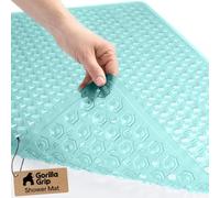 GORILLA GRIP Tapis de bain breveté, lavable en machine, ventouses et trous de drainage pour garder les baignoires propres, doux pour les pieds, essentiel de salle de bain, 88,9 x 40,6 cm, vert clair