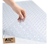 GORILLA GRIP Tapis de Bain rectangulaire (88,9 x 40,6 cm), antidérapant, Lavable en Machine, Transparent