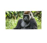Gorilla In The Grass Bannière murale à suspendre avec œillets - Décoration pour fête d'anniversaire, mariage, extérieur et intérieur - Petite taille