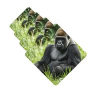 Gorilla in the Grass Lot de 4 cartes désodorisantes pour voiture pour homme et femme - Accessoires de voiture mignons - Diffuseur de parfum durable à suspendre - Tablettes d'aromathérapie pour voiture