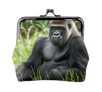 Gorilla In The Grass Petit porte-monnaie pour femme, porte-monnaie en cuir avec fermeture à glissière