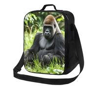 Gorilla in the Grass Sac à déjeuner isotherme réutilisable et étanche pour homme et femme pour le travail, les voyages en plein air