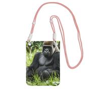 Gorilla In The Grass Sac à main pour téléphone portable pour femme, pochette pour téléphone portable avec bandoulière rose