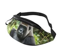 Gorilla in the Grass Sac banane pour homme et femme - Imperméable - Sac banane tendance - Avec sangle réglable - Grand sac à bandoulière pour voyage et randonnée