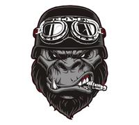 Gorilla Lot de 2 autocollants rétro pour moto | Autocollants créatifs à gratter pour voiture | Autocollants de casque de moto | Autocollants décoratifs de dessin animé pour moto, skateboard,