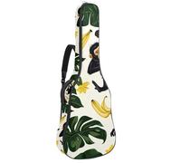 Gorilla & Palm Leaf Banana Sac pour guitare acoustique avec bandoulière réglable et crochet arrière, convient pour guitares électriques, basses, guitares classiques, ukulélé, Gorilla & Palm Leaf