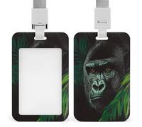 Gorilla - Porte-badge rétractable noir et vert jungle foncé avec clip pour carte de protection, badge nominatif pour travail, bureau, médecin, infirmière