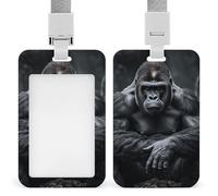 Gorilla Porte-badge vertical noir avec lanière détachable et robuste pour porte-badges - Porte-cartes de travail - Protection pour infirmière, officier, enseignant, personnel de sécurité