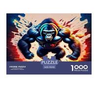 Gorilla Puzzle 1000 Pieces Cadeau Unique Jeu Éducatif Challenge Toy À De Qualité Supérieure Peinture Art pour Adultes Et Enfants 70x50cm/1000pcs