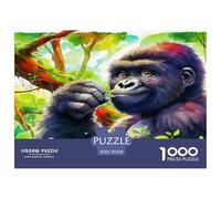 Gorilla Puzzle 1000 Pieces Cadeau Unique Jeu Éducatif Challenge Toy À De Qualité Supérieure Peinture Art pour Adultes Et Enfants À Partir De 14 Ans 70x50cm/1000pcs
