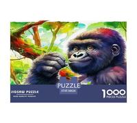 Gorilla Puzzle 1000 Pieces Cadeau Unique Jeu Éducatif Challenge Toy À De Qualité Supérieure Peinture Art pour Adultes Enfants 38x26cm/1000pcs
