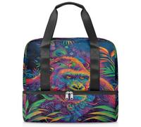 Gorilla Sac de sport coloré pour femmes, hommes, garçons, filles, 21 L, sac fourre-tout séparé pour voyage, gym, yoga, couleur, Big, Organiseur de sac