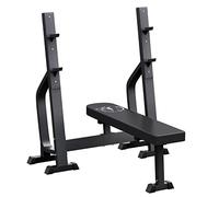 GORILLA SPORTS® Banc de Musculation - avec Support Barres, Charge Max. 250 kg (Banc) / 200 kg (Repose Barre), Noir - Développé Couché, Support Haltères, Plat, Entraînement, Gym, Sport