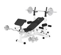 GORILLA SPORTS® Banc de Musculation Multifonction - Set d'Haltères 108kg, Réglable, Support de Barres, Poulie, Butterfly, Poids en Fonte/Chrome/Plastique - Banc d'Haltérophilie, Pliable, Entrainement