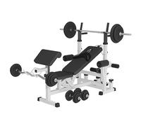 GORILLA SPORTS® Banc de Musculation Multifonction - Set d'Haltères 108kg, Réglable, Support de Barres, Poulie, Butterfly, Poids en Fonte/Chrome/Plastique - Banc d'Haltérophilie, Pliable, Entrainement