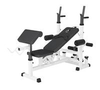 Gorilla Sports Banc de Musculation Universel avec Supports d'haltères - Noir ou Blanc