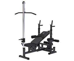 GORILLA SPORTS® Banc Musculation Multifonction - avec Support, LAT Pulldown, Butterfly, Réglable, Max 280kg, Noir/Blanc - Appareil Haltérophilie, Station Fitness, Entrainement Complet