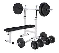 GORILLA SPORTS® Banc Musculation - Pliable, Réglable avec Support, Jeu de 38/70/100 kg, Robuste, Max 200kg, Noir/Blanc - Musculation Homme, Banc Pliable, Appareil, Home Gym, Sport, Machine