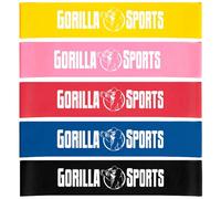 GORILLA SPORTS® Bande Élastique Fitness - Single ou Lot 5, Antidérapante, avec 5 Niveaux de Force, en Latex - Bandes Résistance, Musculation, pour Exercice, Gym, Pilates, Entraînement et Sport