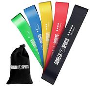 Gorilla Sports® Bandes de Résistance - Lot de 5 Niveaux, avec Sac de Transport, en Latex - Elastiques Fitness, Loop Bands, Musculation, Pilates, Jambes, Gym