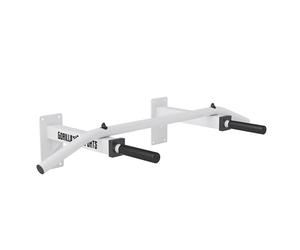 GORILLA SPORTS® Barres de Traction Murale - Montage, à 5 Poignées Antidérapante, Charge Max 350 kg, avec/sans Bande Résistance, Acier, Noir/Blanc - Multi-Grip Pull Up Bar, Barre de Fitness Fixation