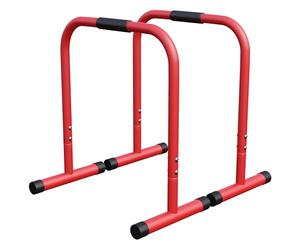 GORILLA SPORTS® Barres Parallèles - Paire, Hauteur 73 cm, Charge Max 200kg, Acier Haute, Noir/Bleu/Rouge - Station de Dip Parallettes, Dips Stand, Calisthenics, Push Up Bars, Musculation, Fitness, Gym