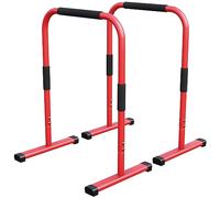 GORILLA SPORTS® Barres Parallèles - Paire, Hauteur 94 cm, Charge Max 200kg, Acier Haute, Noir/Bleu/Rouge - Station de Dip Parallettes, Dips Stand, Push Up Bars, Calisthenics, Musculation, Fitness, Gym