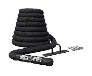 Gorilla Sports® Battle Rope 9/12/15 m, Ø 38/50 mm, avec Fixation Murale