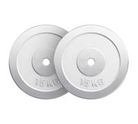 GORILLA SPORTS® Disque Haltere - Jeu de 2 x 15 kg, Fonte, 30/31mm, Chromé - Disque Musculation, Poids Fonte Musculation, Poids Haltere, Disque Poids Musculation, Disque Haltere