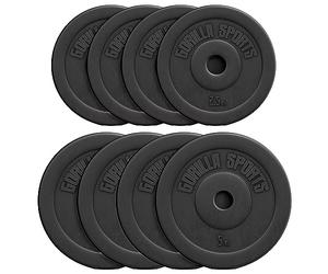 GORILLA SPORTS® Disque Musculation - Simple 1,25-15kg / Jeu 27,5-30 kg, Réglable, Ciment, Plastique, Ø 31 mm, Noir - Set de Poids, Matériel de Musculation, Sport Maison, Fitness, Salle de Sport