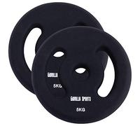 Gorilla Sports® Disque Poids - Néoprène, Lot de 2, 2x1/2/3/4/5kg Poids, Ø 30/31mm, Fonte - Ensemble Plaques d'Haltères, Musculation, Haltérophilie, Fitness, Gym