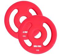Gorilla Sports® Disque Poids - Néoprène, Lot de 2, 2x1/2/3/4/5kg Poids, Ø 30/31mm, Fonte - Ensemble Plaques d'Haltères, Musculation, Haltérophilie, Fitness, Gym