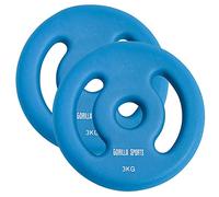 Gorilla Sports® Disque Poids - Néoprène, Lot de 2, 2x1/2/3/4/5kg Poids, Ø 30/31mm, Fonte - Ensemble Plaques d'Haltères, Musculation, Haltérophilie, Fitness, Gym