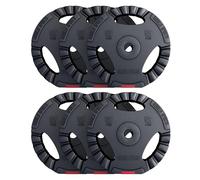 GORILLA SPORTS® Disques de poids 1,25-15 kg ou sets 17,5-30 kg, 30/31 mm | Avec poignées, ciment haute densité et revêtement plastique silencieux; disques d’haltères, musculation, haltérophilie