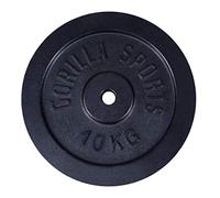 Gorilla Sports® Disques de Poids - Individuel/Ensemble 0,5kg, 1,25kg, 2,5kg, 5kg, 10kg, 15kg, 20kg, 25kg, 30kg, en Fonte, Ø 30mm, Argent/Noir - Disques d'Haltères, Musculation, Fitness, Haltérophilie