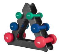 GORILLA SPORTS® Haltères en néoprène - Lot de 2, 2x0,5kg, 2x1kg, 2x2kg, 2x3kg, 2x4kg, 2x5kg, et 31kg Ensemble, Antidérapant - Support d'haltères, Poids, (j) Set 12kg)