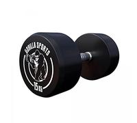 Gorilla Sports® Haltères rondes en caoutchouc à barre courte - En lot/individuels - Poignées ergonomiques en chrome - 16 variantes de poids (2-50 kg), 15 kg.