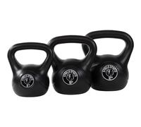 GORILLA SPORTS® Kettlebell - Poids de 2 à 20 kg, Individuel/Ensemble, avec Poignée, Plastique, Avec/Sans Support, Noir - Haltère à Boule, Bouilloire de Poids, Musculation, Entraînement, pour Fitness