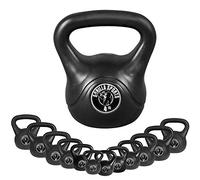 GORILLA SPORTS® Kettlebell - Poids de 2 à 20 kg, Individuel/Ensemble, avec Poignée, Plastique, Avec/Sans Support, Noir - Haltère à Boule, Bouilloire de Poids, Musculation, Entraînement, pour Fitness