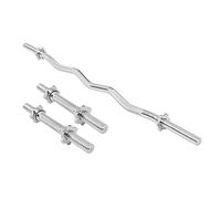 GORILLA SPORTS® Kit de barres 30 mm, barre curl 120 cm et 2 haltères 35 cm | Acier chromé avec prises moletées et 6 fermetures à ressort ou étoile, disponible en argent ou noir