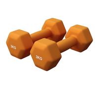 GORILLA SPORTS® Kit Haltères en Néoprène - 2x3 kg, Hexagonal, en Fonte, Poignée Antidérapante, Orange - Poids Fitness, Dumbbell Set, Accessoire Sport, Gymnastique Materiel, Sport Maison, Pilates