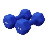 GORILLA SPORTS® Kit Haltères en Néoprène - 2x5 kg, Hexagonal, en Fonte, Poignée Antidérapante, Bleu Royal - Poids Fitness, Dumbbell Set, Accessoire Sport, Gymnastique Materiel, Sport Maison, Pilates
