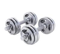 Gorilla Sports® Lot de 2 haltères - 30 kg - 4 x 1,25 kg - Poids : 8 x 2,5 kg - Disques d'haltères en Fonte - 30 mm - avec 4 fermoirs en étoile - Poignée moletée - Antidérapante - Noir/argenté