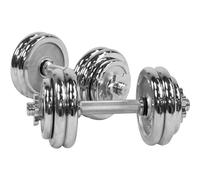 GORILLA SPORTS® Lot de 2 Haltères Courts 30 kg, Ø 30 mm, 12 Disques Chromés