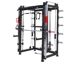 GORILLA SPORTS® Multifonction Smith Machine - Barre de Traction à Câble Réglable, Charge maximale 200-300 kg, 219x127,5x218,5 cm, Acier - Station Musculation, Multipresse, Power Rack