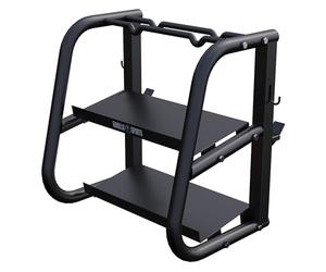 GORILLA SPORTS® Rack de rangement multifonction, 2 niveaux, max. 300 kg | Acier stable, dimensions 52 x 68,5 x 62 cm, poids 13 kg, pour haltères, barres, kettlebells et autres équipements de fitness