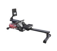 GORILLA SPORTS® Rameur à Eau - avec Ecran LCD, Pliable, Réglable (6 Niveaux), avec roulettes, 184,5 x 52 x 79 cm, Charge Max. 120 kg, Noir/Rouge - Musculation, d'Appartement, Fitness, Gym, Sport